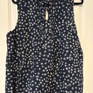 LOFT Floral Sleeveless Top - Navy